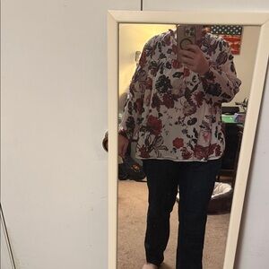 Lucky Brand Floral Blouse in Red and Black